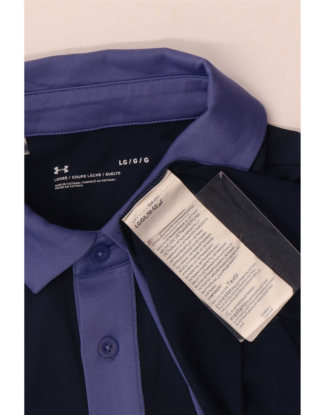 Polo da uomo Under Armour grande in poliestere color block viola