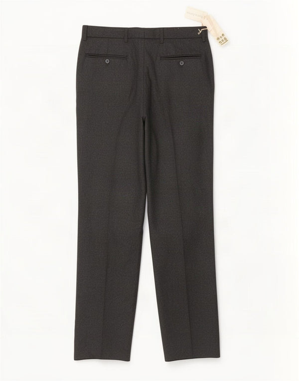 Pantaloni da abito dritti vintage da uomo IT 48 medio W32 L34 lana grigia