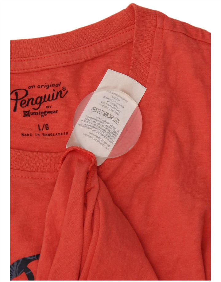 T-shirt grafica da uomo Penguin Top grande in cotone arancione