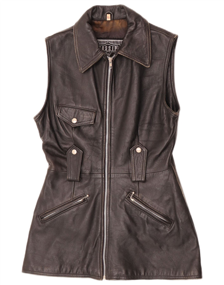 Gilet in pelle da donna Gossip UK 18 XL in pelle nera
