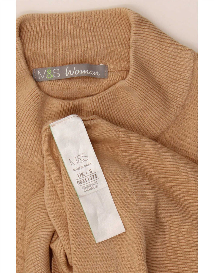 Maglione maglione a collo alto da donna Marks & Spencer UK 8 piccolo acrilico beige
