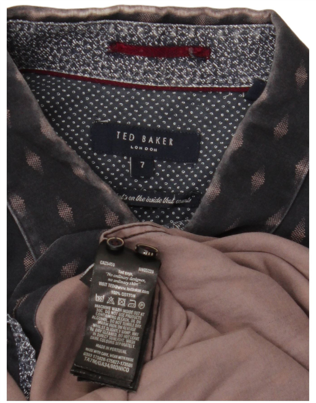 Camicia da uomo TED BAKER taglia 7 3XL cotone geometrico blu navy