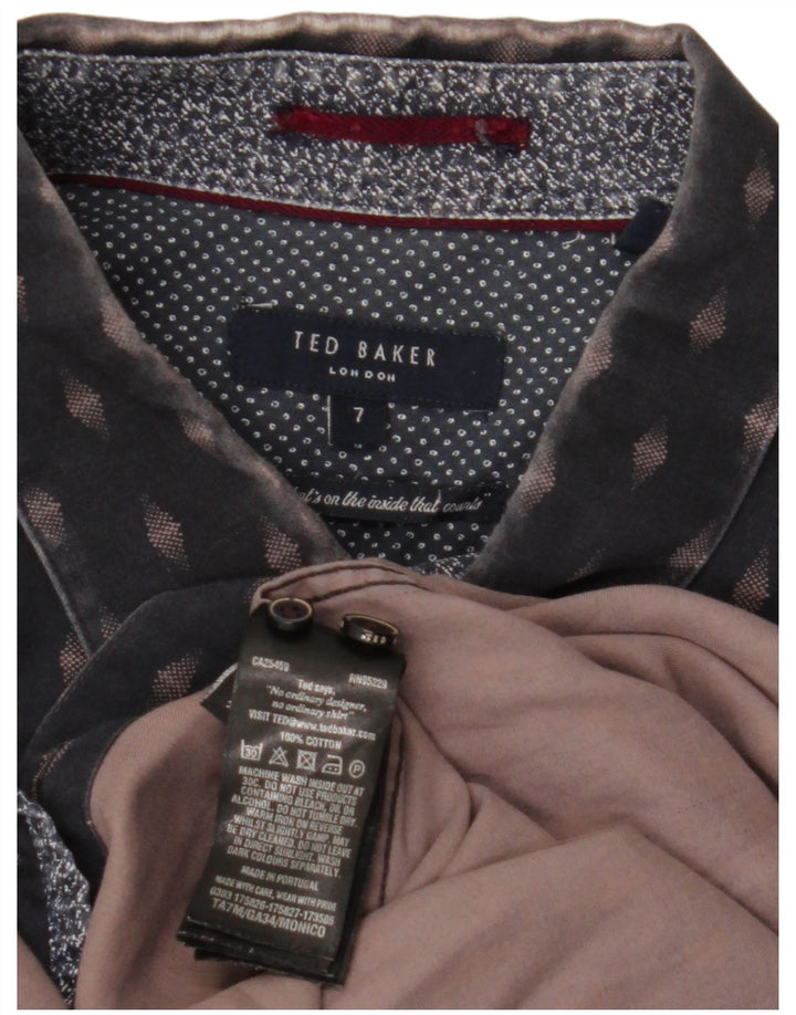 Camicia da uomo TED BAKER taglia 7 3XL cotone geometrico blu navy