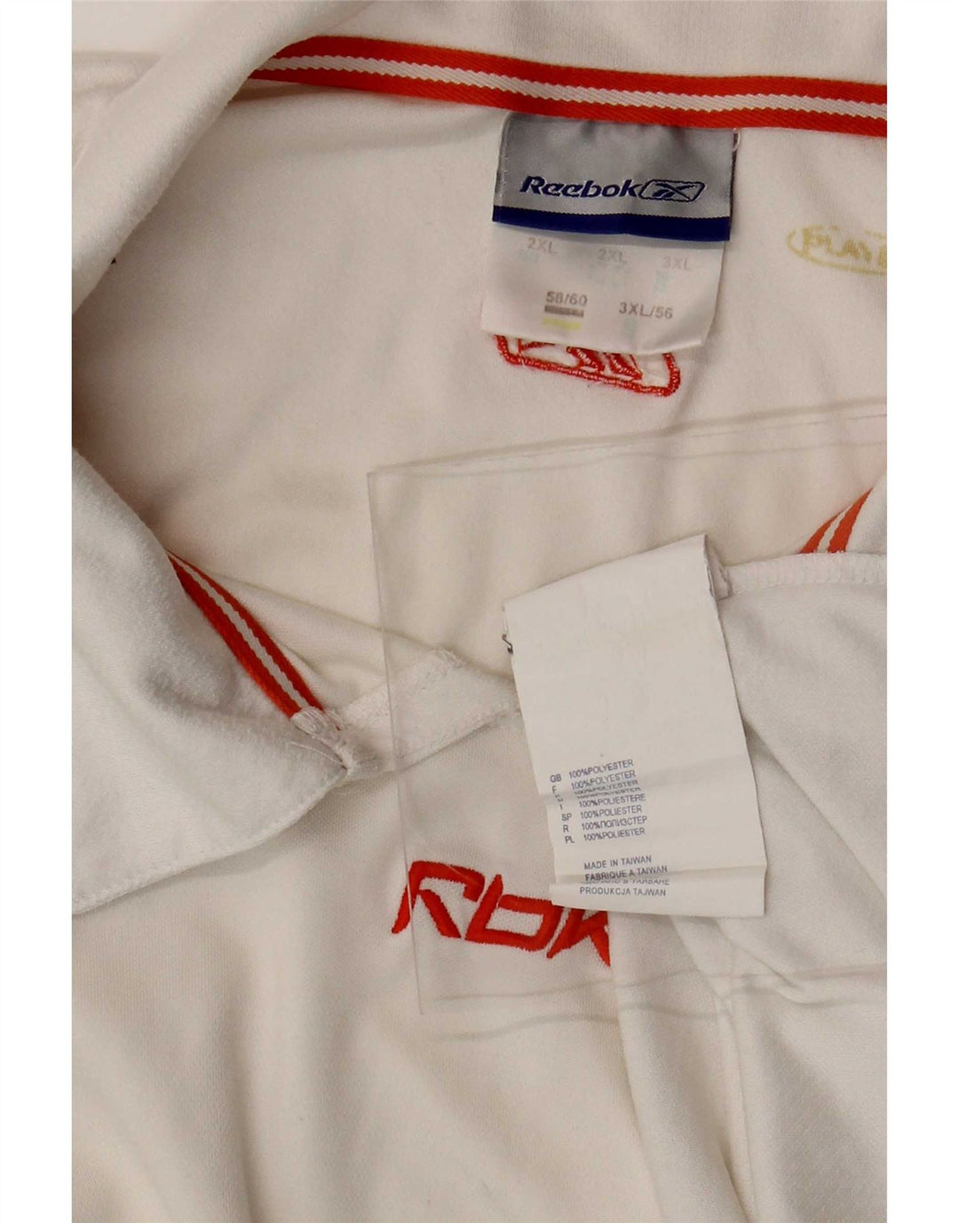 Polo Reebok da uomo 2XL bianca in poliestere