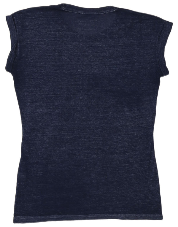 T-shirt grafica da donna Hard Rock Cafe UK 14 Large in cotone blu navy
