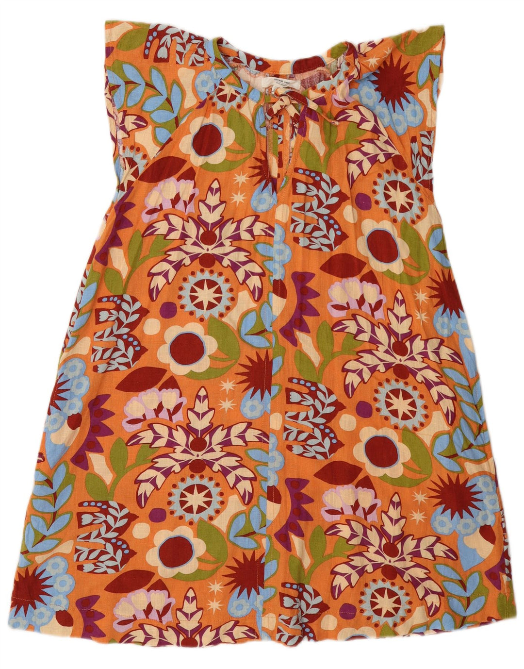 Abito da donna a trapezio con allacciatura frontale sul davanti UK 12 Viscosa floreale arancione medio