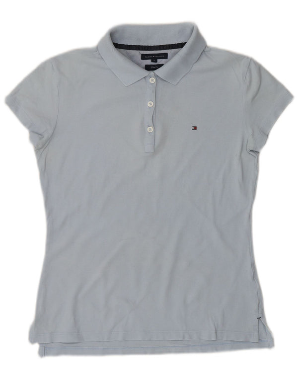 TOMMY HILFIGER Polo da donna slim fit UK 10 piccola cotone blu