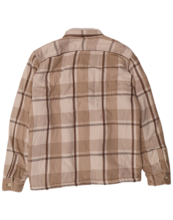HOLLISTER Camicia da uomo in flanella da boscaiolo XL in cotone a quadri beige