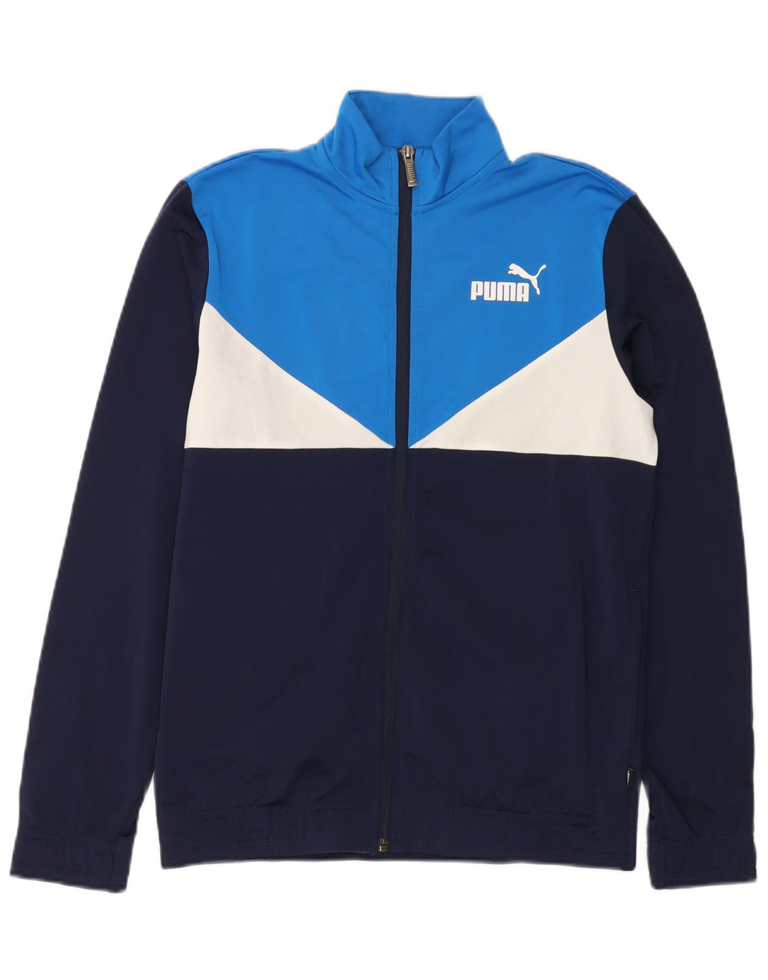 Giacca da tuta da ragazzo PUMA 15-16 anni in poliestere color block blu navy