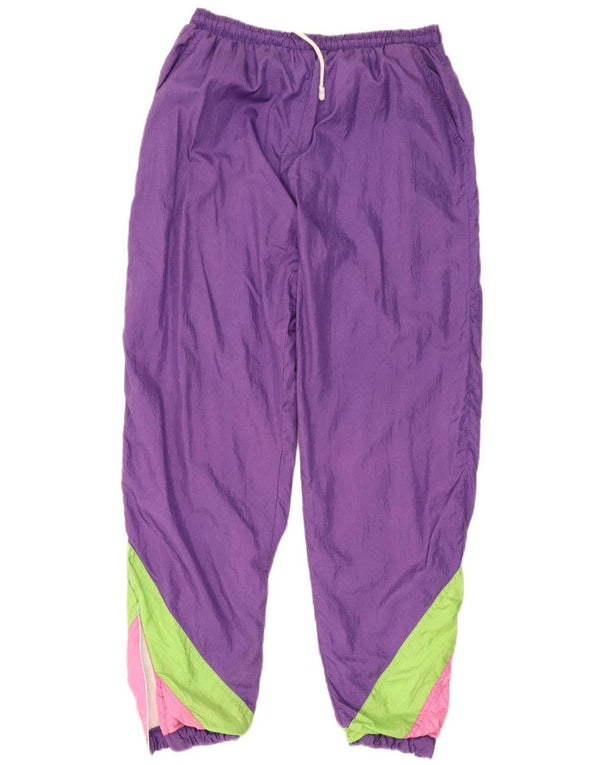 Pantaloni da tuta da donna vintage Joggers UK 12 Blocco colore viola medio