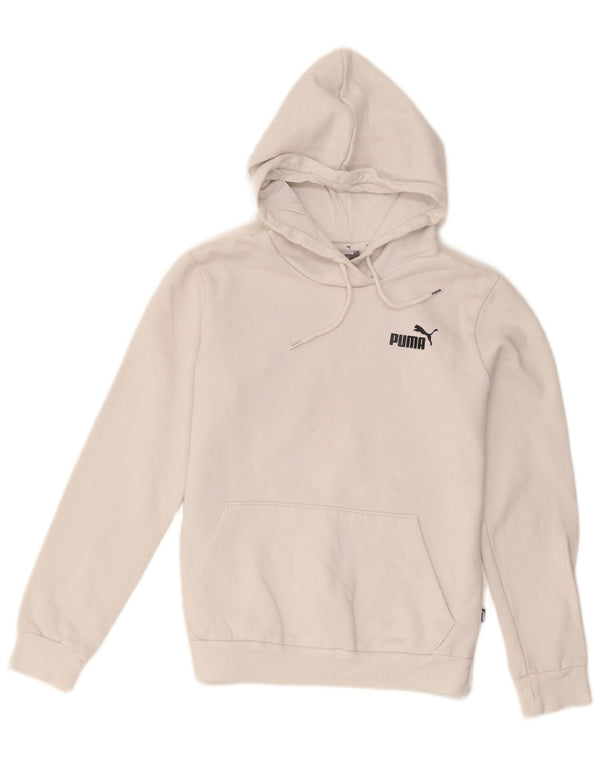 Felpa con cappuccio corta da donna Puma UK 10 piccola in cotone bianco