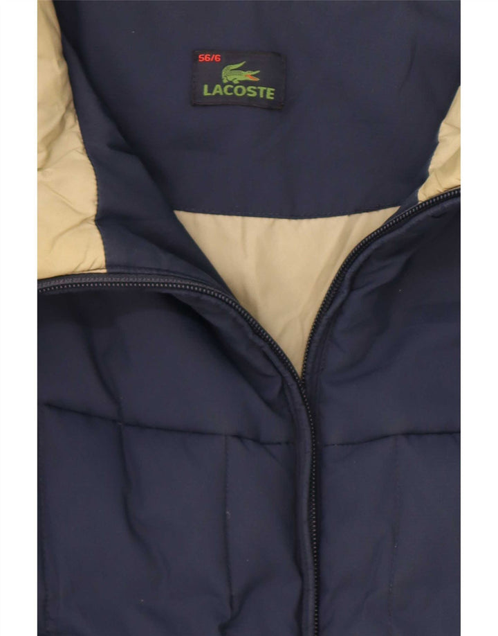 Giacca imbottita con cappuccio da uomo Lacoste taglia 6 XL poliestere blu navy
