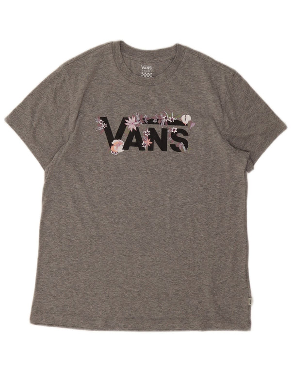 T-shirt grafica da donna Vans UK 6 XS in cotone grigio
