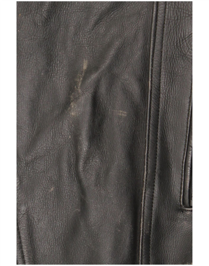 Giacca da motociclista in pelle vintage da uomo UK 36 Piccolo motociclista nero