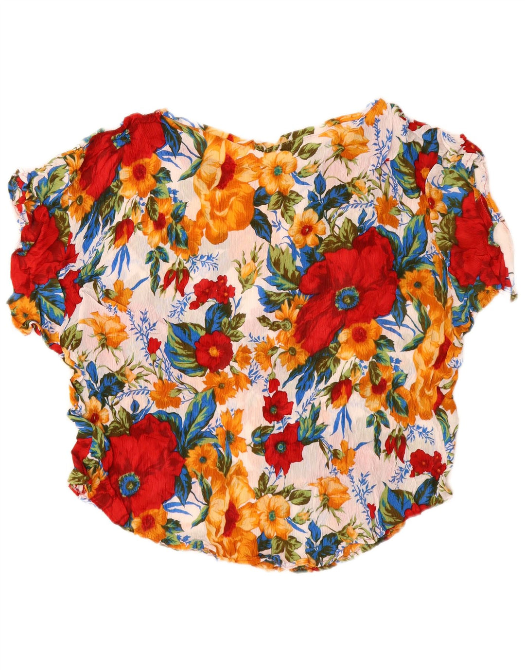 Top camicetta da donna vintage UK 16 grande floreale multicolore