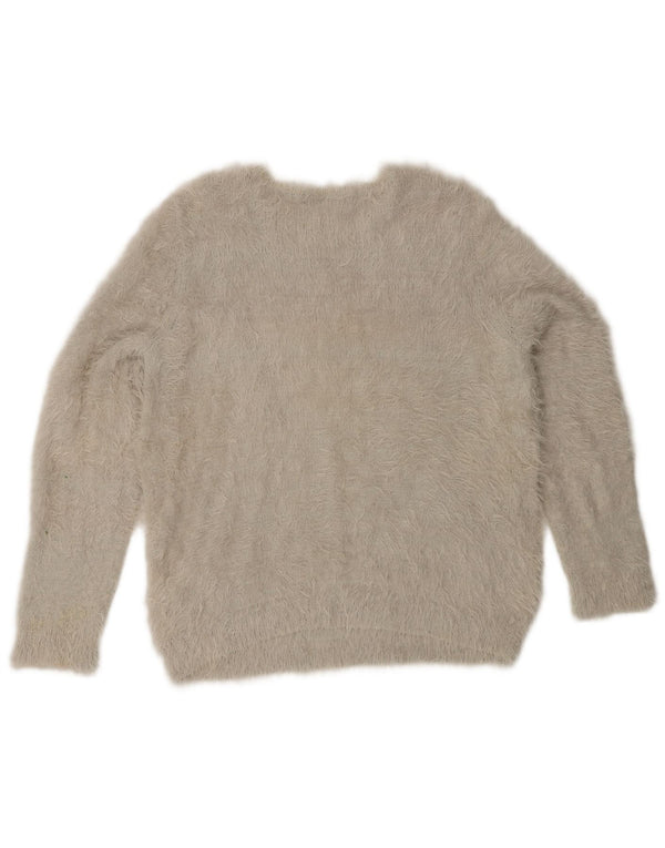 Maglione maglione con scollo a barca da donna Marks & Spencer UK 16 grande grigio floreale