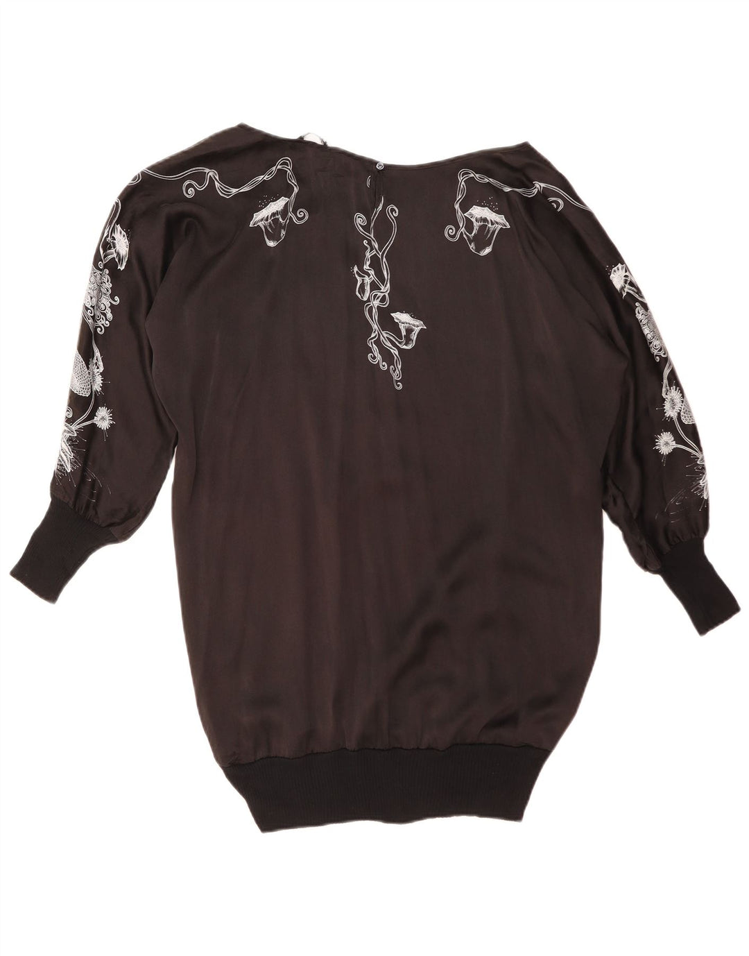 Top ZARA da donna con grafica oversize a maniche lunghe UK 14 medio nero floreale
