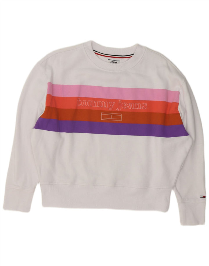 Felpa grafica da donna Tommy Hilfiger Jumper UK 14 Medium White