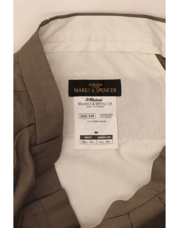 Pantaloni chino con pegging da uomo Marks & Spencer W34 L29 poliestere grigio
