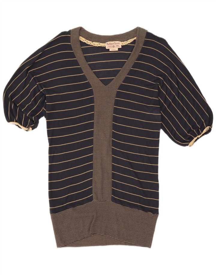Marlboro Classics Camicetta lunga da donna Top UK 16 Large Blu Navy a righe