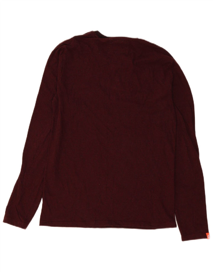 Top da uomo a maniche lunghe Superdry piccolo in cotone bordeaux