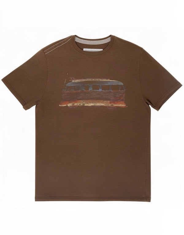 T-shirt grafica da uomo Fat Face Top in cotone screziato marrone medio