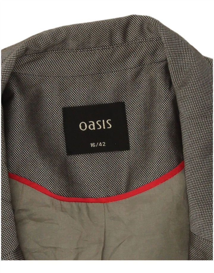 Giacca blazer da donna con maniche a 3/4 e 1 bottone Oasis UK 16 grande poliestere grigio