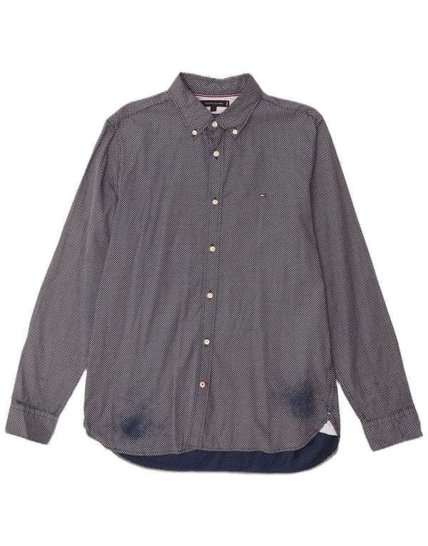 Tommy Hilfiger Camicia Flex Slim Fit da uomo di grandi dimensioni in cotone geometrico blu navy