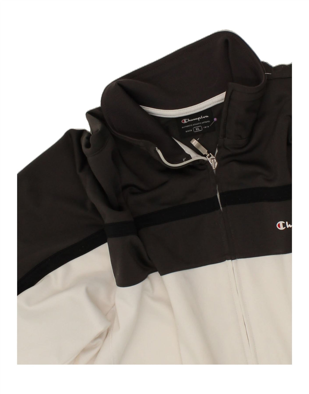 CHAMPION Mens Tracksuit Top Jacket XL White Colourblock Polyester Vintage Champion and Second-Hand Champion from Messina Hembry 
