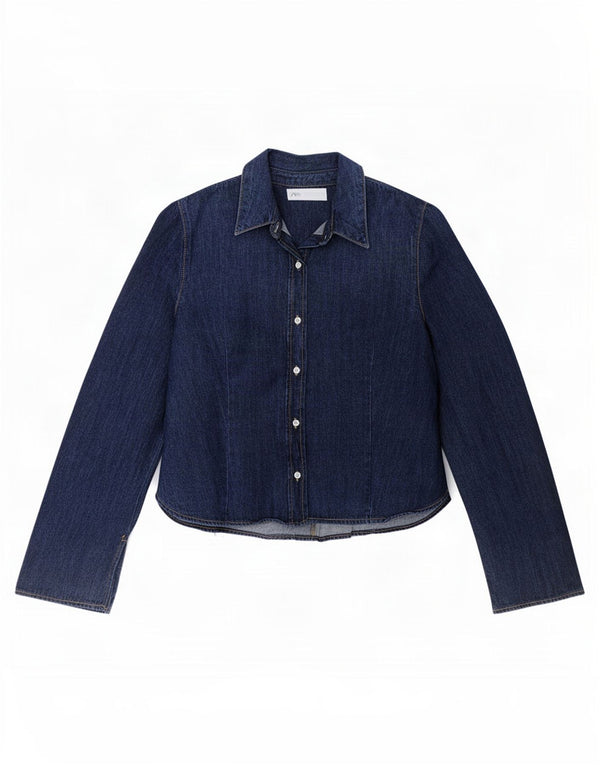 Camicia in denim da donna Zara UK 18 XL cotone blu navy