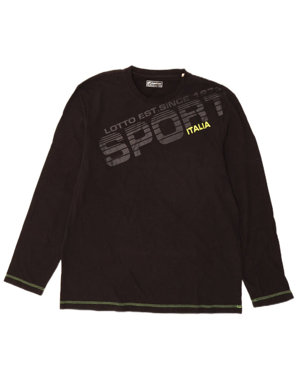 Top grafico da uomo Lotto manica lunga UK 44/46 2XL Cotone nero