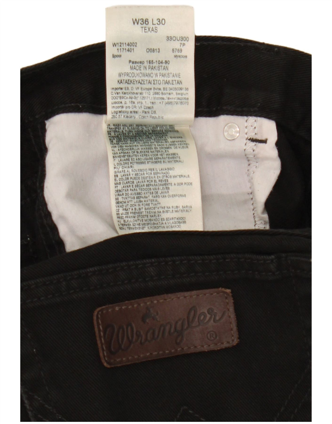 Jeans dritti Texas Wrangler da donna W36 L30 cotone nero