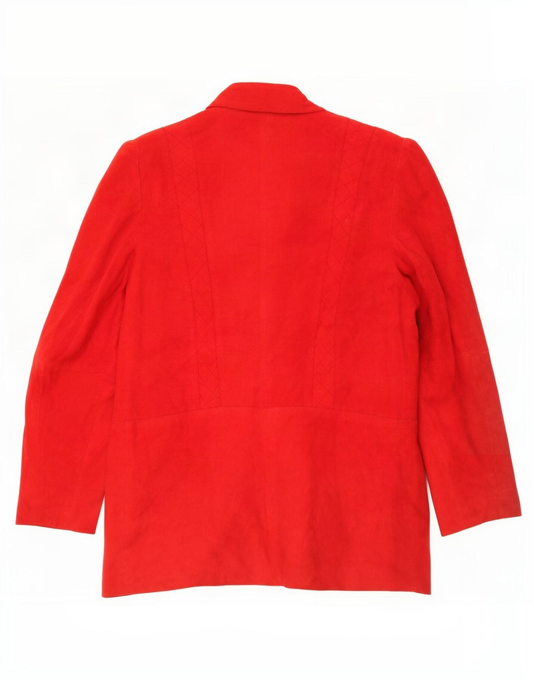Giacca blazer vintage da donna in pelle scamosciata a 1 bottone UK 12 rossa media