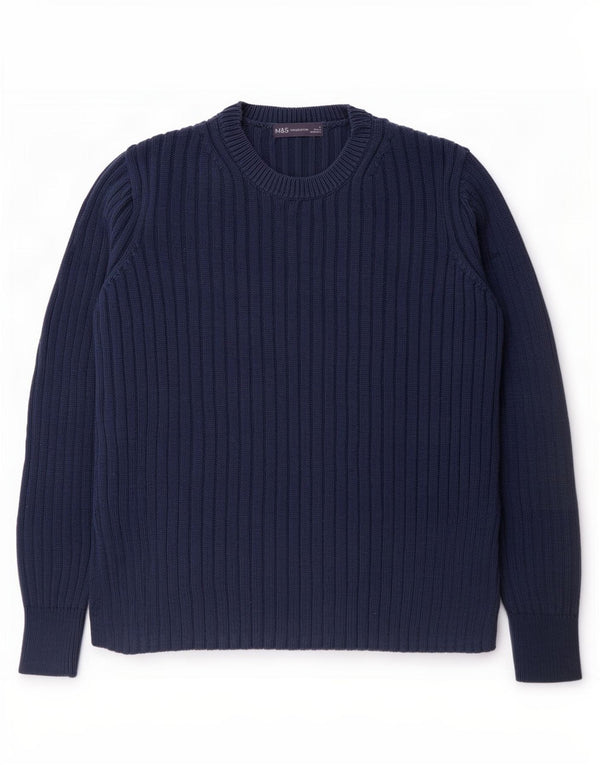 Maglione maglione girocollo da donna Marks & Spencer UK 12 medio blu navy