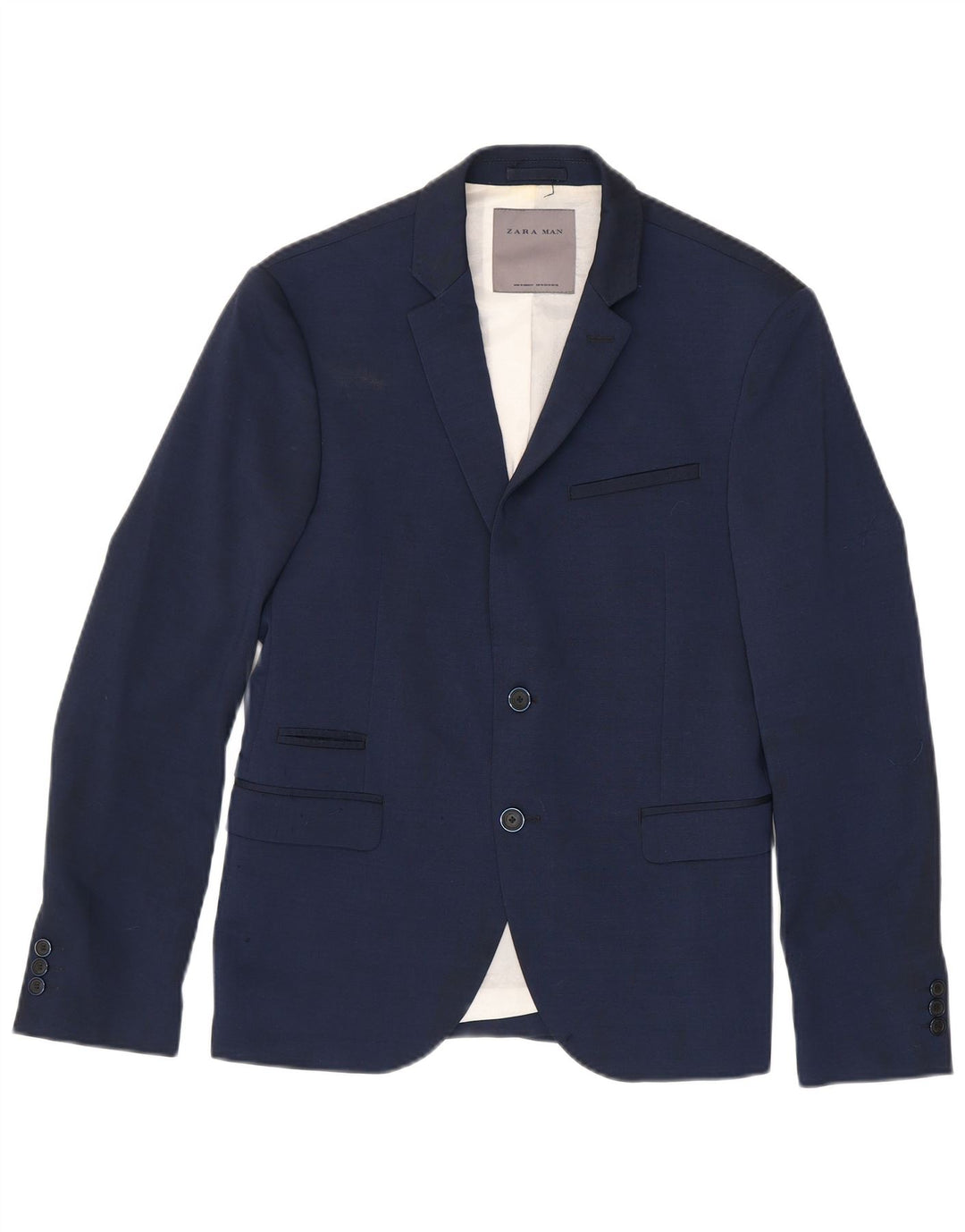 Giacca blazer da uomo a 2 bottoni Zara EU 46 piccola in poliestere blu navy
