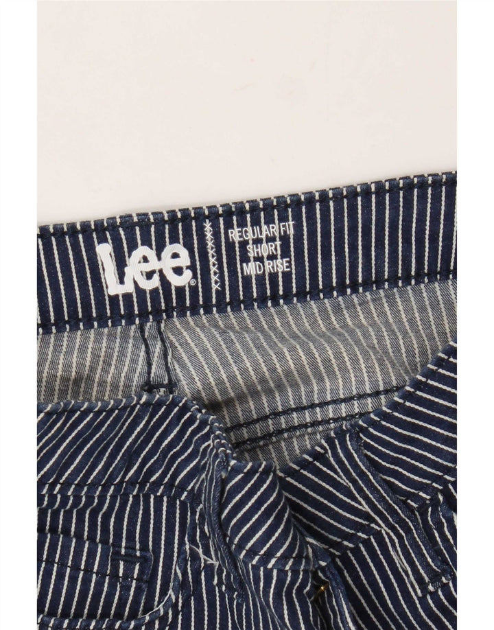 Pantaloncini casual da donna a vita media Lee W30 gessati medi blu navy