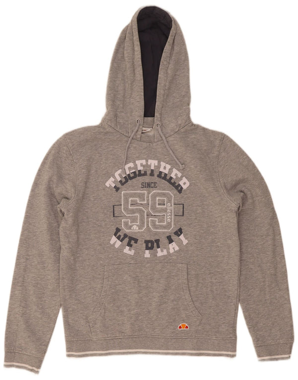 Maglione con cappuccio oversize grafico da donna Ellesse UK 10 piccolo cotone grigio