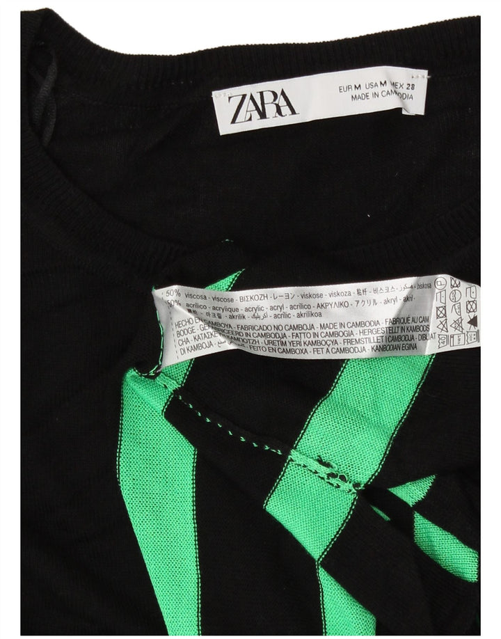 Maglione Zara da donna con scollo a barchetta e motivo astratto UK 14 medio nero