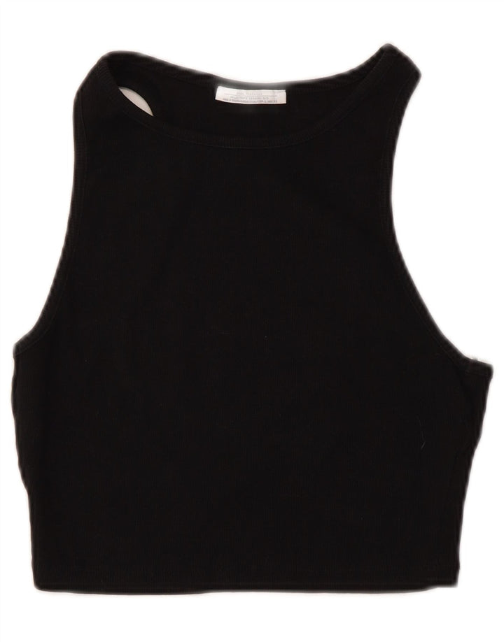 Top corto senza maniche da donna Zara UK 14 grande nero