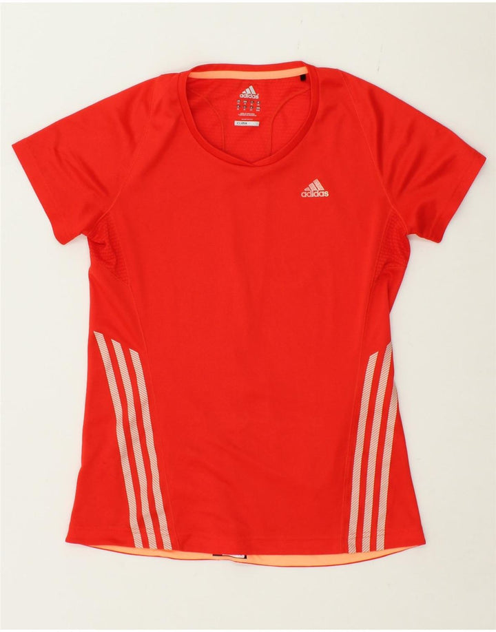 ADIDAS Womens Climacool T-Shirt Top UK 14 Medium Red Vintage Adidas and Second-Hand Adidas from Messina Hembry 