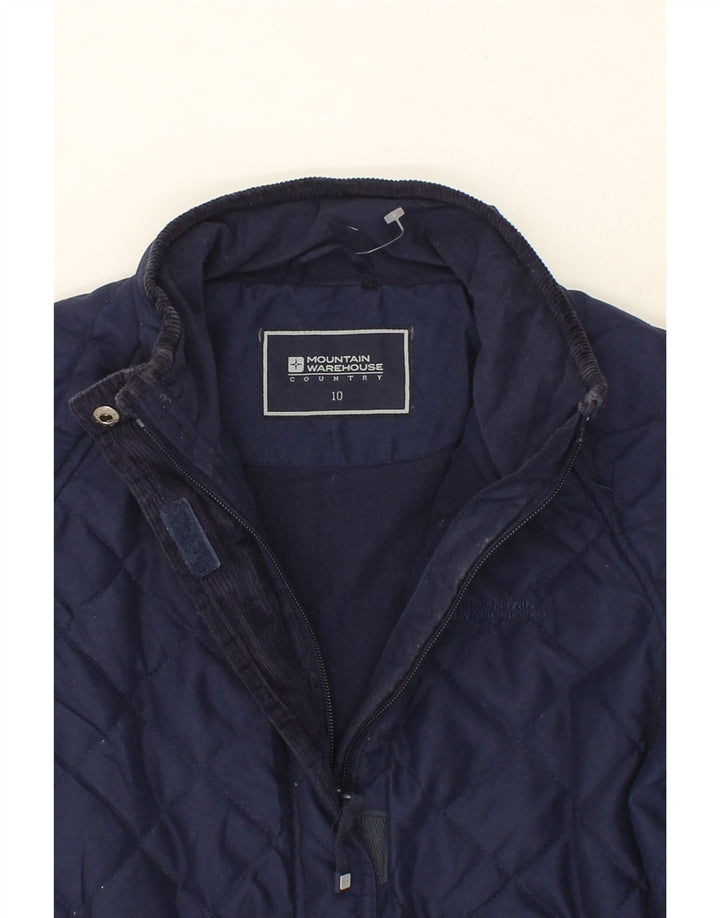 MOUNTAIN WAREHOUSE Womens Quilted Jacket UK 10 Small  Navy Blue Polyester Vintage Mountain Warehouse and Second-Hand Mountain Warehouse from Messina Hembry 