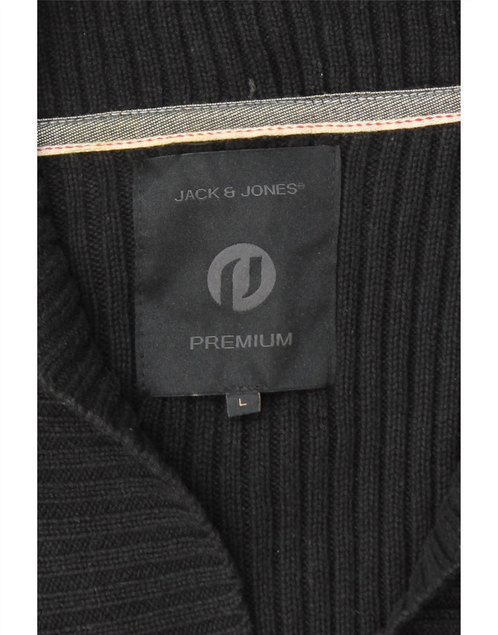 Maglione cardigan da uomo Jack & Jones grande cotone nero