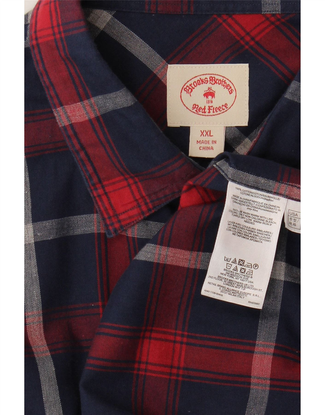 Camicia da uomo Brooks Brothers 2XL in cotone a quadri blu navy