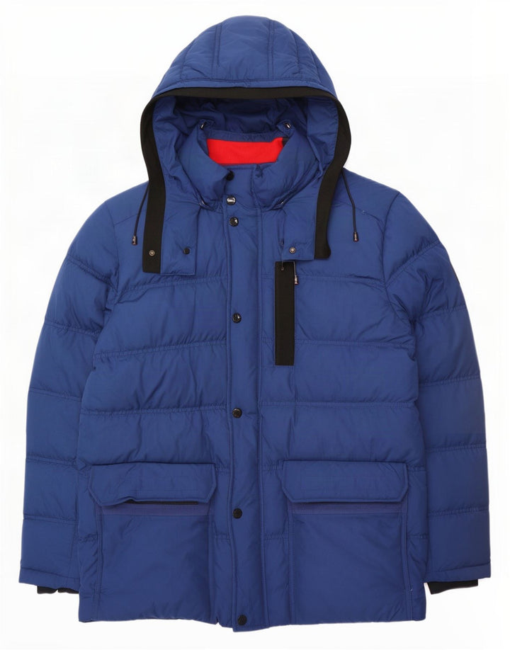 Giacca imbottita con cappuccio da uomo Tommy Hilfiger UK 40 Large Blu Poliestere