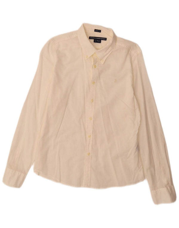 Camicia da donna skinny fit Ralph Lauren US 12 grande cotone bianco sporco
