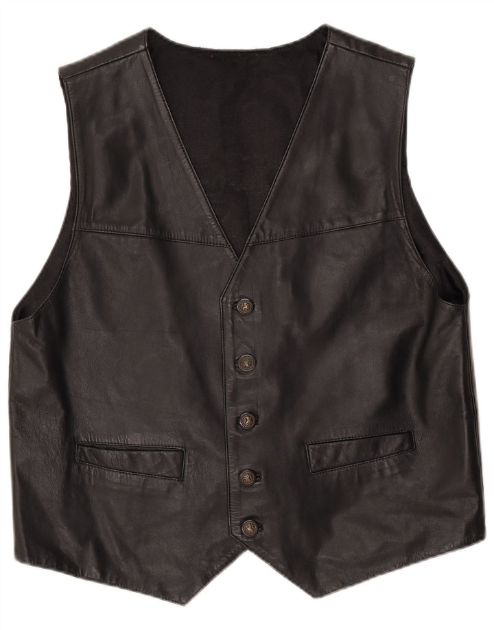 Gilet in pelle da uomo VINTAGE XL in pelle nera