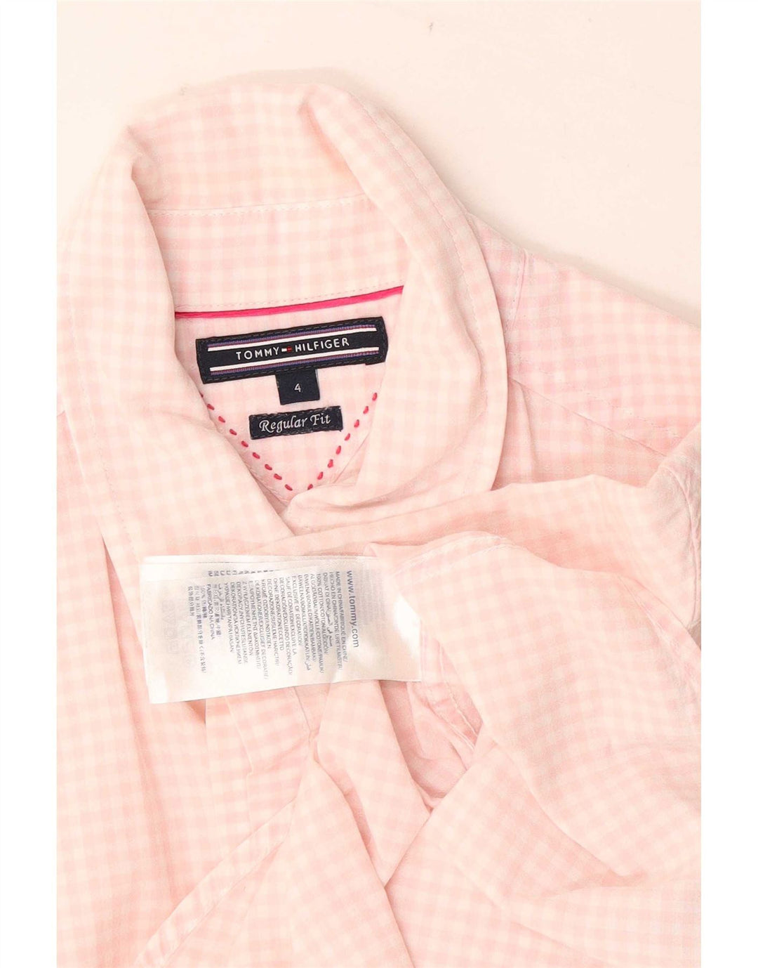 Camicia a maniche corte da donna Tommy Hilfiger US 4 Small Pink Gingham