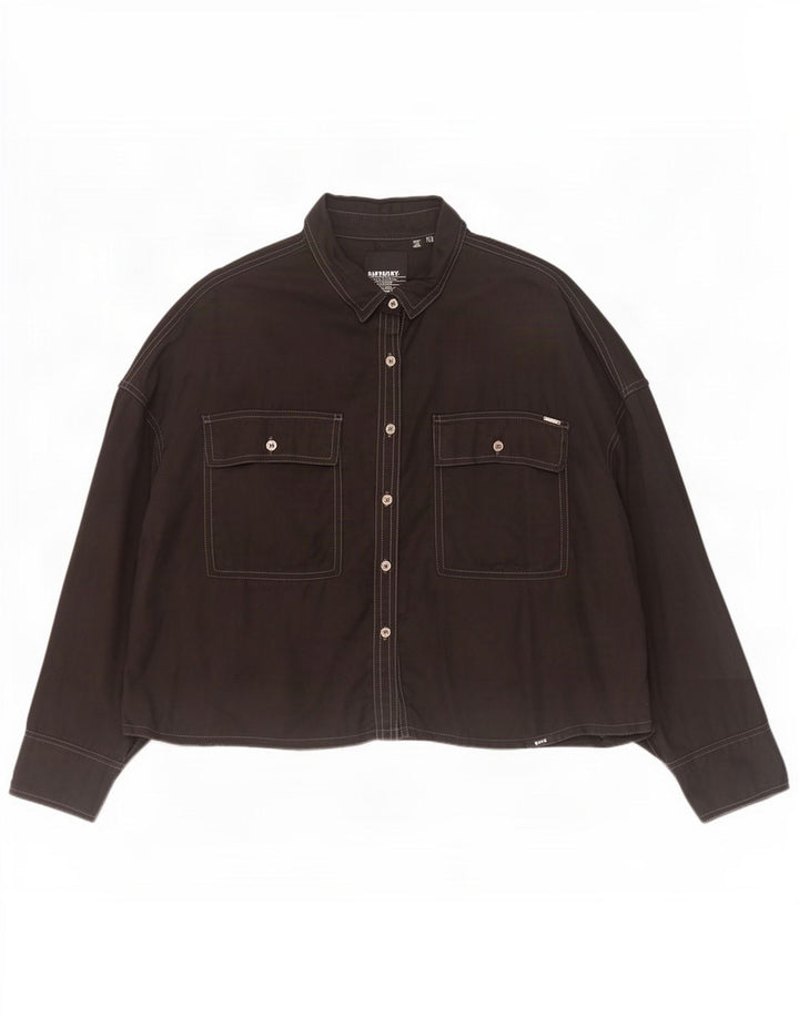 Camicia oversize da donna Superdry UK 14 Large Black Lyocell