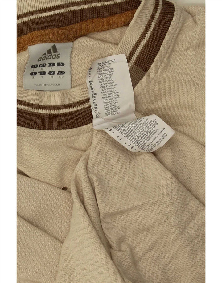 Adidas Maglietta grafica da uomo a maniche lunghe piccola in cotone color block beige
