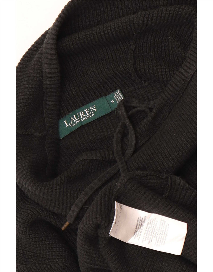 Maglione maglione collo alto da donna Ralph Lauren UK 14 cotone nero medio
